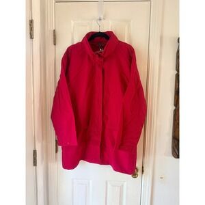 EILEEN‎ FISHER Azalea Red Hooded Stand Collar Coat XL
